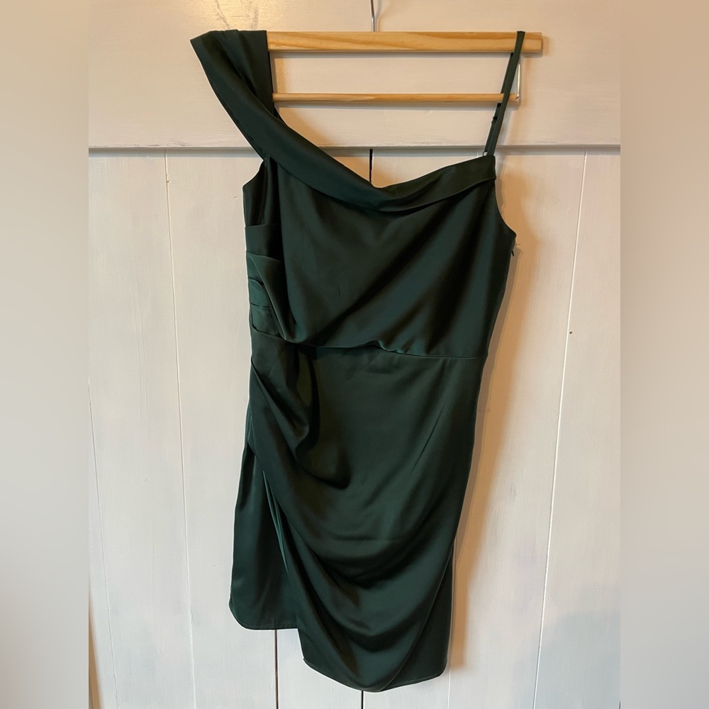 Lulus Dark Emerald Green Satin Short Dress